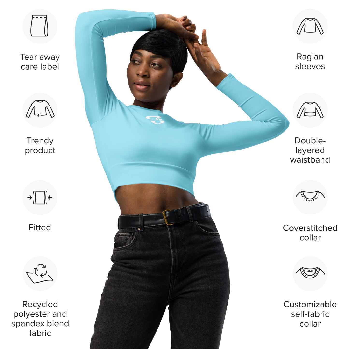 Jhanka FierceFitness - Recycled long-sleeve crop top