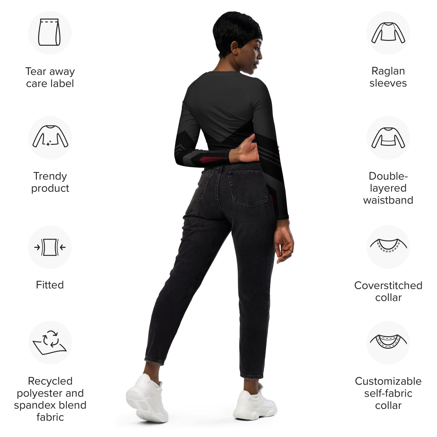 Jhanka AthleisureWear - Recycled long-sleeve crop top